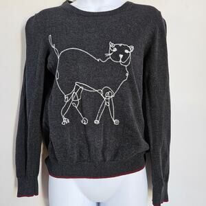 ED Gray Sweatshirt White Cat Embroidery Size S Crazy Cat Lady Casual